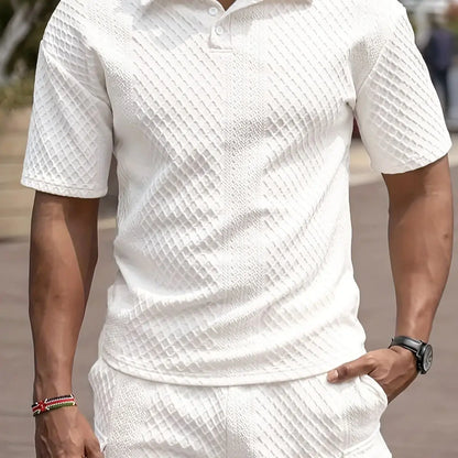 Men's Summer Casual Fashion Jacquard Set is a Casual and Comfortable Set Suitable for Daily Leisure and Sports Occasions